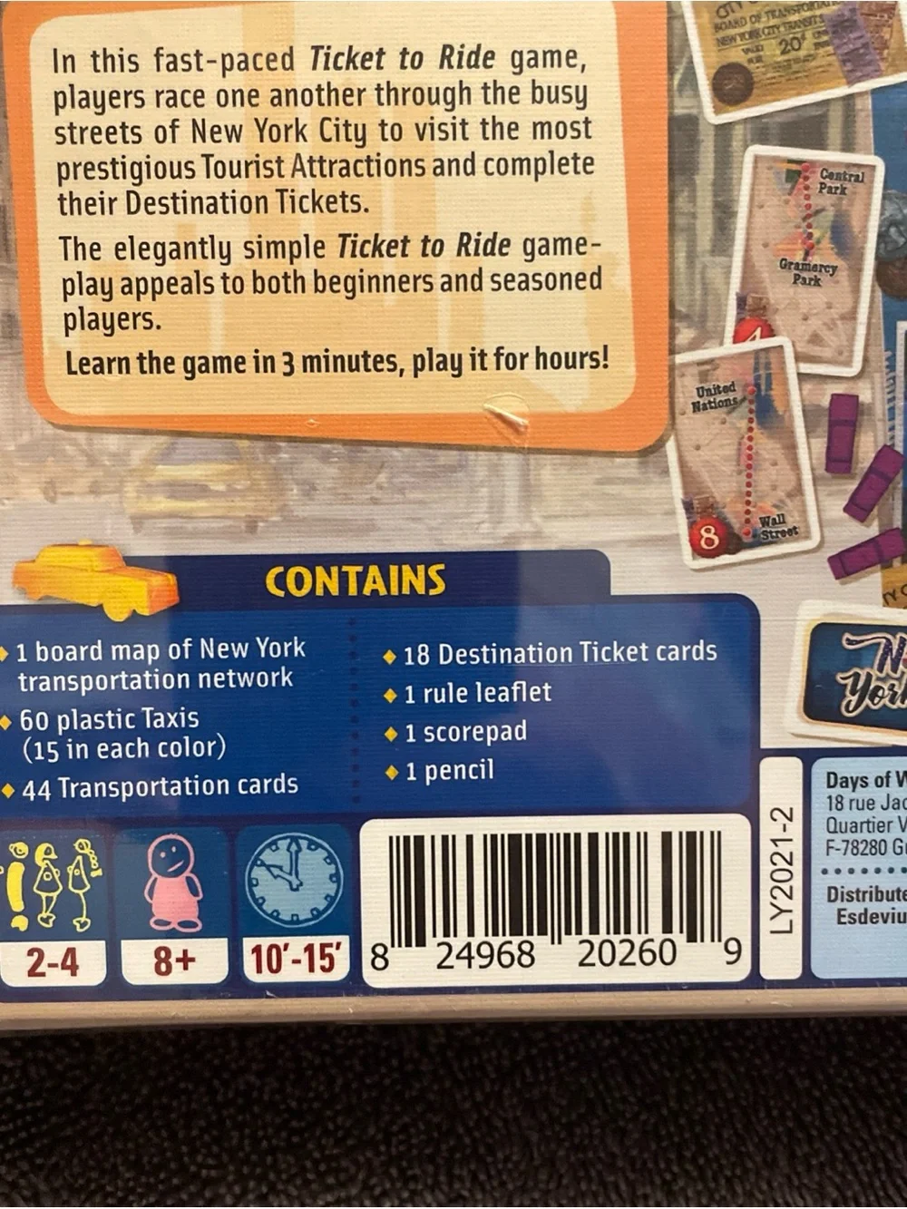 Ticket to Ride New York~Days of Wonder Board Game~New